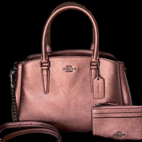 Coach Mini Sage Satchel/Crossbody & Cardholder In RARE Dark Blush Color